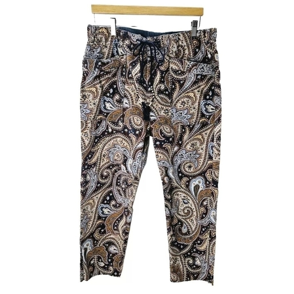 Free People Paisley Ankle Pants - Blue and Brown - Picture 4 of 16
